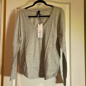 Bobi Heather Gray, long sleeve T-shirt in WT🩶🩶🩶